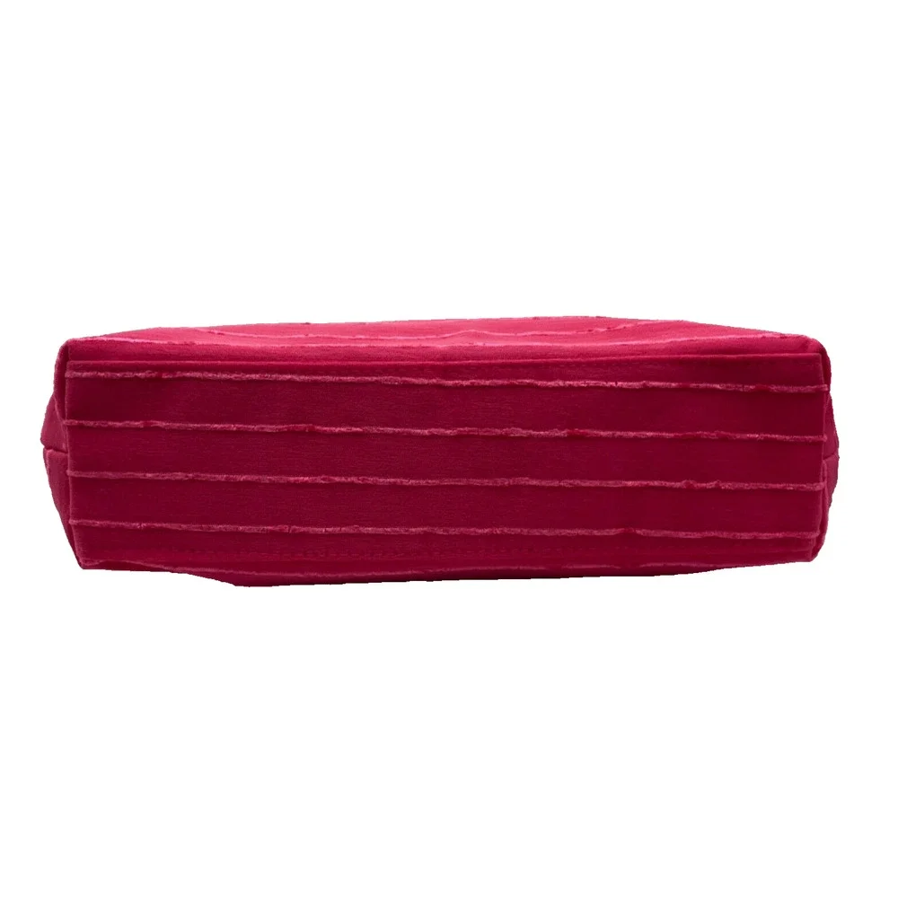 Lancome Pink Striped Makeup Bag with Rhinestore Rose Zipper Charm